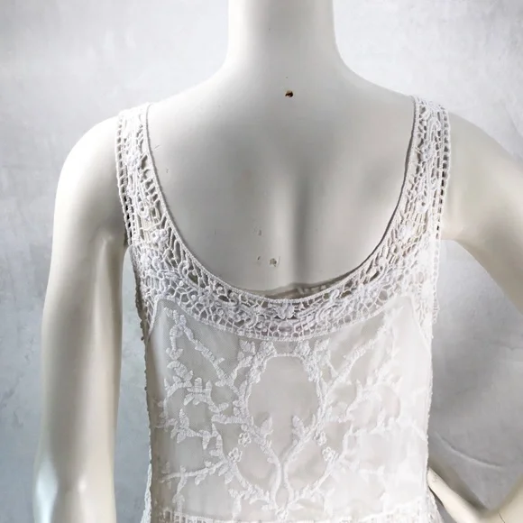 SKIES ARE BLUE WOMENS WHITE LACE & CROCHETED TOP S - Picture 7 of 13